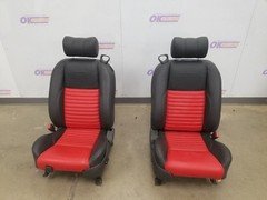 02 FORD TBIRD THUNDERBIRD FRONT SEAT SET LEATHER BLACK RED 