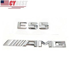 1 SET CHROME E55 + AMG REPLACEMENT FOR MB REAR TRUNK EMBLEM BADGE DECAL LID