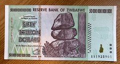 1 x 50 Trillion Dollar Zimbabwe Note. Genuine Authentic. UV checked. AA prefix.