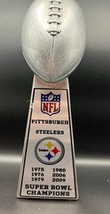 10" PITTSBURGH STEELERS SUPER BOWL TROPHY LOMBARDI STYLE  SILVER TONE HVY RESIN