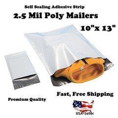10" x 13" White Poly Mailers Plastic Shipping Bags 2.5 Mil White Mailer 10x13