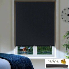 100% Blackout Roller Shades, No Drill No Tools Cordless Window Blackout Blinds