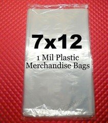 100 Plastic Merchandise Bags 7''x 12'' Clear 1 Mil Product Bags 7x12
