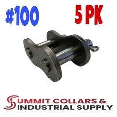 #100 Roller Chain Connecting Link,  cottered  (QTY 5) Great Quality!