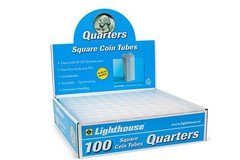 100 Square US Quarter Coin Tubes Archival Stackable Durable Lighthouse Long Term