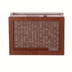 $10000 Money Saving Challenge Box Cash Vault Wooden Savings Box Cash Saver w/pen