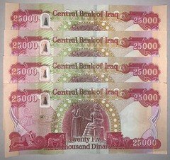 100,000 IRAQ DINAR      UNCIRCULATED 25000 Currency     ( 4 x 25K )      NEW IQD