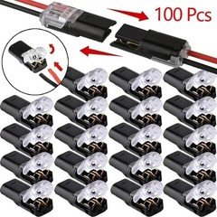 100PCS Double-Wire Plug-in Connector, Cable Clamp with Locking Buckle, AWG 18-22