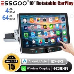 10.1'' Single 1Din Android 15 Carplay Rotatable 4+64GB Car Stereo Radio GPS Navi