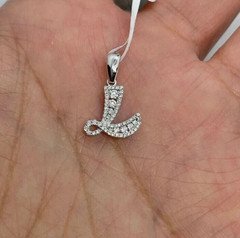 1.05Ct Round Lab Created Diamond Initial'' L'' Pendant 14K White Gold Plated