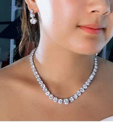 10Ct Round Cut Lab Created Diamond Tennis Necklace 14k White Gold Plated