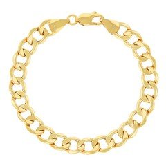 10K Yellow Gold 2.5mm-7.5mm Cuban Curb Link Chain Bracelet Men Womens 7" 8" 9"
