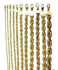 10K Yellow Gold Rope Necklace Bracelet Chain Diamond Cut 2mm-10mm 7"-30"