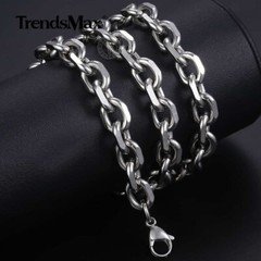 10mm Heavy Mens Cable Rolo Link Silver  Stainless Steel Necklace Chain 18-24"