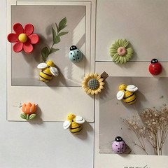 10pcs Mini Fridge Magnets Flower Bee Shaped Cute Decorative Refrigerator Magnets