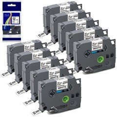 10PK For Brother P-Touch TZe-231 TZ-231 12mm White Standard Laminated Label Tape