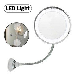 ✨10X Flexible Gooseneck Makeup Mirror with LED Light Bathroom Suction Cup 7"