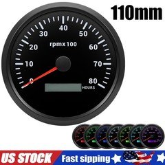 110mm Tachometer 0-8000RPM Hour Meter Waterproof For Car Marine Boat Gas Diesel