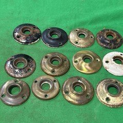 12 Antique & Vintage Doorknob Escutcheons ,  Pressed Steel~ Door Hardware