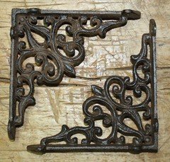 12 Cast Iron Antique Style Heart Brackets, Garden Braces Shelf Bracket 