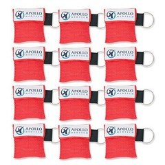 12 pack - Key Ring CPR Mask - Emergency Face Shield with One-way Valve