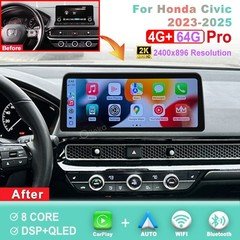 12.3'' 2K Screen For Honda Civic 2023-2025 Android Radio Carplay Android Auto BT