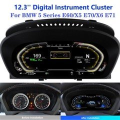12.3" Digital Cluster Instrument For BMW 5 Series E60 E70 X5 X6 Car Speedometer
