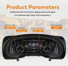 12.3" For Jeep Wrangler JK 2007-2010 Cluster Instrument LCD Digital Speedometer