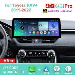 12.3 inch 2K Screen Android Car Radio For Toyota RAV4 2019-2022 Carplay WiFi BT