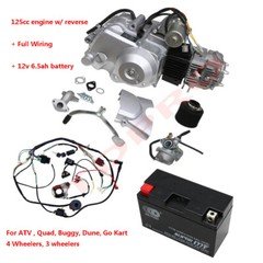 125cc Engine Motor Semi Auto + Battery + Wire for Buggy Go Kart ATV Quad Trike