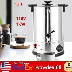12L Coffee Urn Machine Maker Big Office Commercial Hot Water Stainless Steel NEW