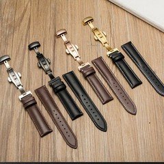 12mm-24mm Leather Watch Band Bracelet Strap Replacement Deployment Clasp Buckle