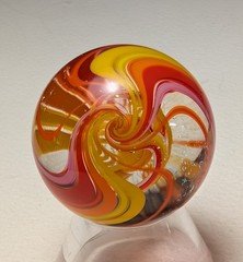 1.33" Multilayered Dichroic Orange Swirl-- Contemporary Marble - Toseland Glass