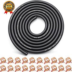 1/4 Fuel Line 10 FT with 20 Clamps Rubber Gas Diesel Hose for Lawn....
