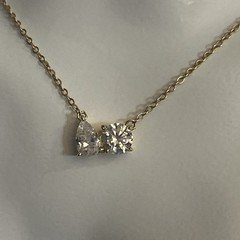 14 K Gold Tone Dual Spark Moissanite Pendant Necklace in 925 Sterling Silver