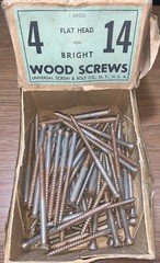 #14 x 4" VINTAGE  SLOTTED FLAT HEAD IRON WOOD SCREWS,  85 ct.