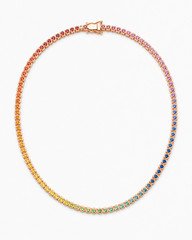 14.85ct Natural Sapphire Ruby Tennis Necklace 18K Rose Gold | Multicolor Gems