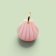14k Solid Yellow Gold Pink Conch Shell Necklace Pendant Beach Sea Summer Jewelry