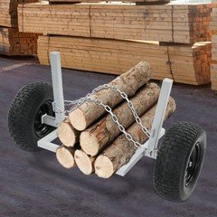 1500 LBS Capacity Log Skidder Heavy Duty Log Holder, Log Dolly with Chain Silver