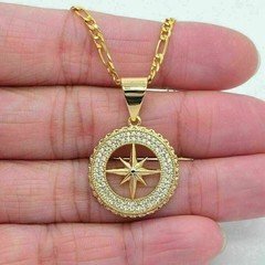 1.50Ct Round Cut Lab Created Diamond Men's Circle Pendant 14K Yellow Gold Plated