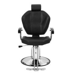 150kg Capacity Black Reclining Barber Chair with Headrest PVC Leather Cover for