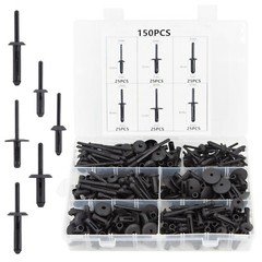 150x Plastic Pom Pop Rivets Set Assortment Pop Poly Bevel Round Head Blind Rivet