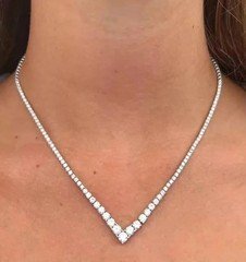 15Ct Round Cut Diamond Lab-Created Women's Tennis Necklace 14K White Gold Finish