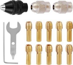 15PCS Keyless Drill Chuck Collet Set 1/32"–1/8" for Dremel Rotary Tool 4486 Comp