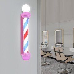 15W Wall-mounted LED Barber Pole Light for Barbershops, SPAs, Pink Exterior