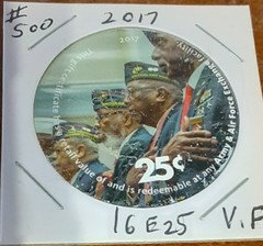 16E25   AAFES Pog  2017 U.S. ARMY Money Very Fine