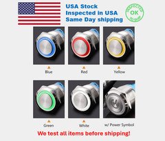 16mm 12V LED ON OFF Push Button Power Switch Latching/Momentary with Wire Socket