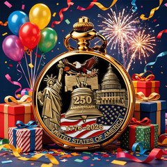 1776-2026 USA 250Th Anniversary Pocket Watch - Retro Winding Watch 