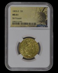 1803/2 $5 Bust Gold NGC MS61 Pulaski Shipwreck