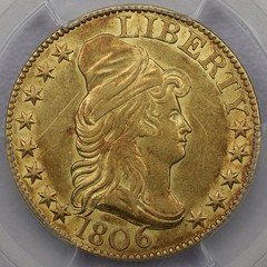 1806 $5 Pointed 6, 8x5 Stars Draped Bust Half Eagle - PCGS AU Details Scratch